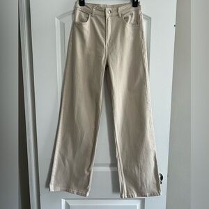 H&M Cream Denim Wide Leg Pants